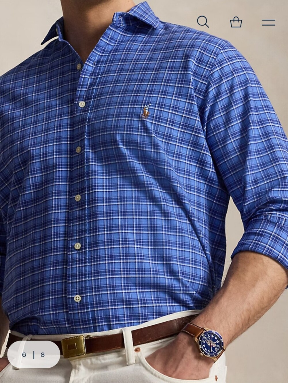 Ralph Lauren Mens Tall Plaid Oxford Shirt Blue Large Old Money Classic Long